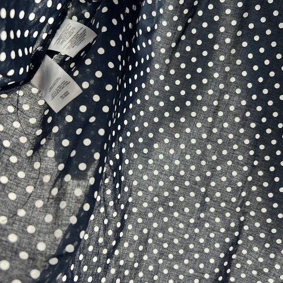 Jones New York Sport Woman Polka Dot Navy Blue White Blouse Long Sleeve 2XL - Picture 4 of 9